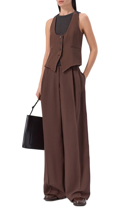 Брюки из вискозы и лиоцелла Iro WP23HELIS Коричневый  WP23HELIS Фото 2