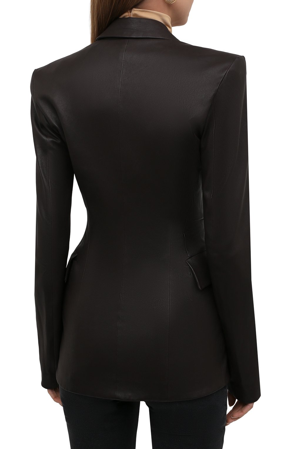 Кожаный жакет THE ATTICO темно-коричневого цвета по цене 271500 руб., арт. 213WCG22/L035, фото 4 Кожаный жакет THE ATTICO, арт. 213WCG22/L035, фото 4