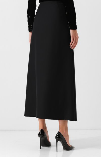 Юбка из смеси шелка и шерсти VALENTINO черного цвета по цене 299500 руб., арт. QB0RA4904AV, фото 4 Юбка из смеси шелка и шерсти VALENTINO, арт. QB0RA4904AV, фото 4