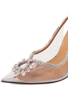 Женские туфли seduction 105 AQUAZZURA прозрачного цвета, арт. SCCHIGP0/SPP | Фото 7 (Каблук высота: Высокий; Драгоценные камни: Проставлено; Материал внутренний: Натуральная кожа; Подошва: Плоская; Материал сплава: Проставлено; Женское Кросс-КТ: Слингбэки; Каблук тип: Шпилька; Материал внешний: Пластик)