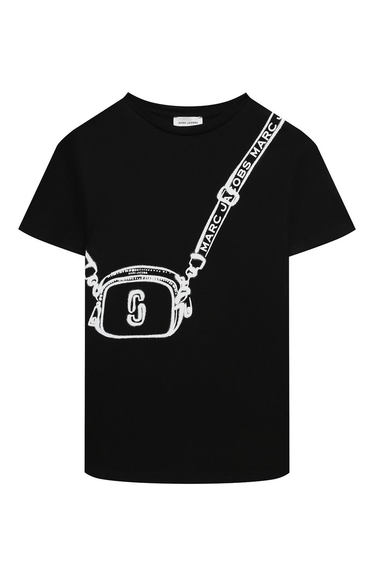 Детское хлопковое платье MARC JACOBS (THE) черного цвета, арт. W60072/2A-5A | Фото 1 (Рукава: Короткие; Материал внешний: Хлопок; Драгоценные камни: Проставлено; Материал сплава: Проставлено; Случай: Повседневный; Девочки Кросс-КТ: Платье-одежда; Ростовка одежда: 3 года | 98 см, 4 года | 104 см, 2 года | 92 см)