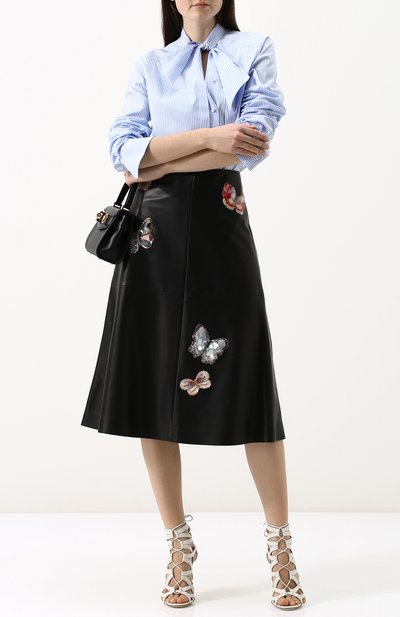 Кожаная юбка-миди с декоративной отделкой VALENTINO, арт. PB0NI04T/1AW, фото 2