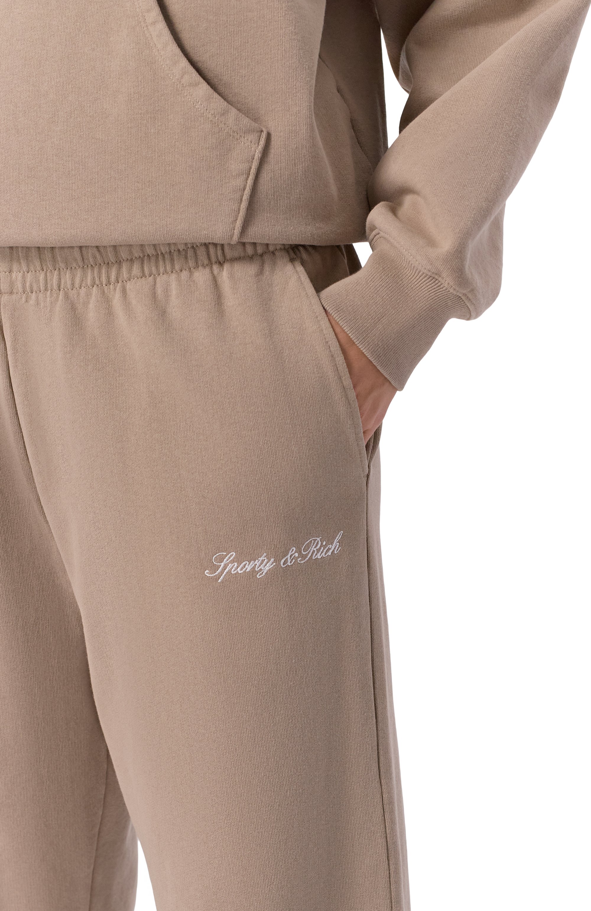 Хлопковые брюки SPORTY AND RICH бежевого цвета по цене 29300 руб., арт. PA05568326BR08, фото 5 Хлопковые брюки SPORTY AND RICH, арт. PA05568326BR08, фото 5