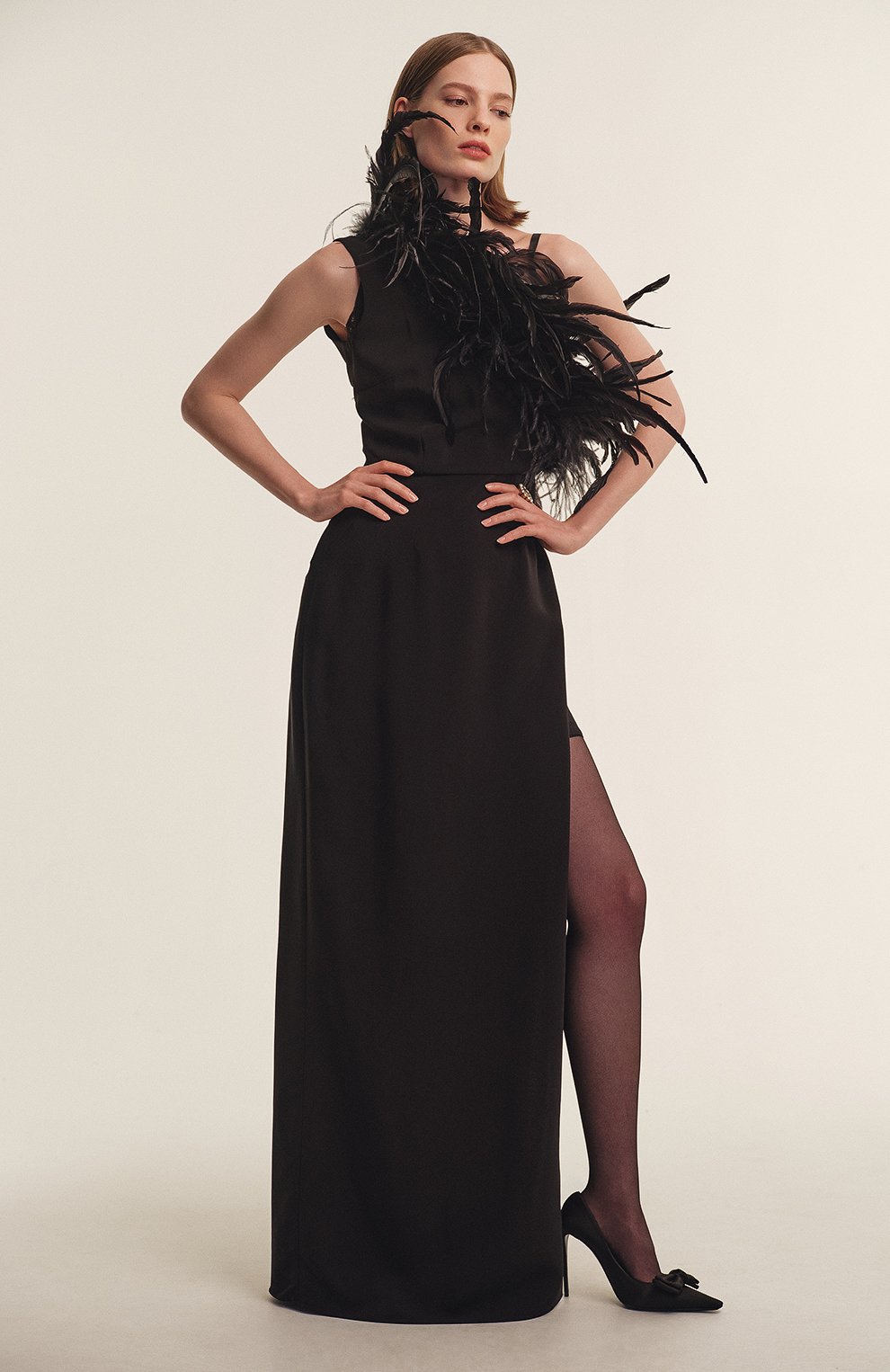 Платье из вискозы с отделкой перьями DOLCE & GABBANA, арт. F6JRFT/FUIAH, фото 6