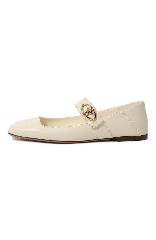Кожаные балетки VLogo Locker Valentino 5W2S0JV2/EEY Кремовый  5W2S0JV2/EEY Фото 4