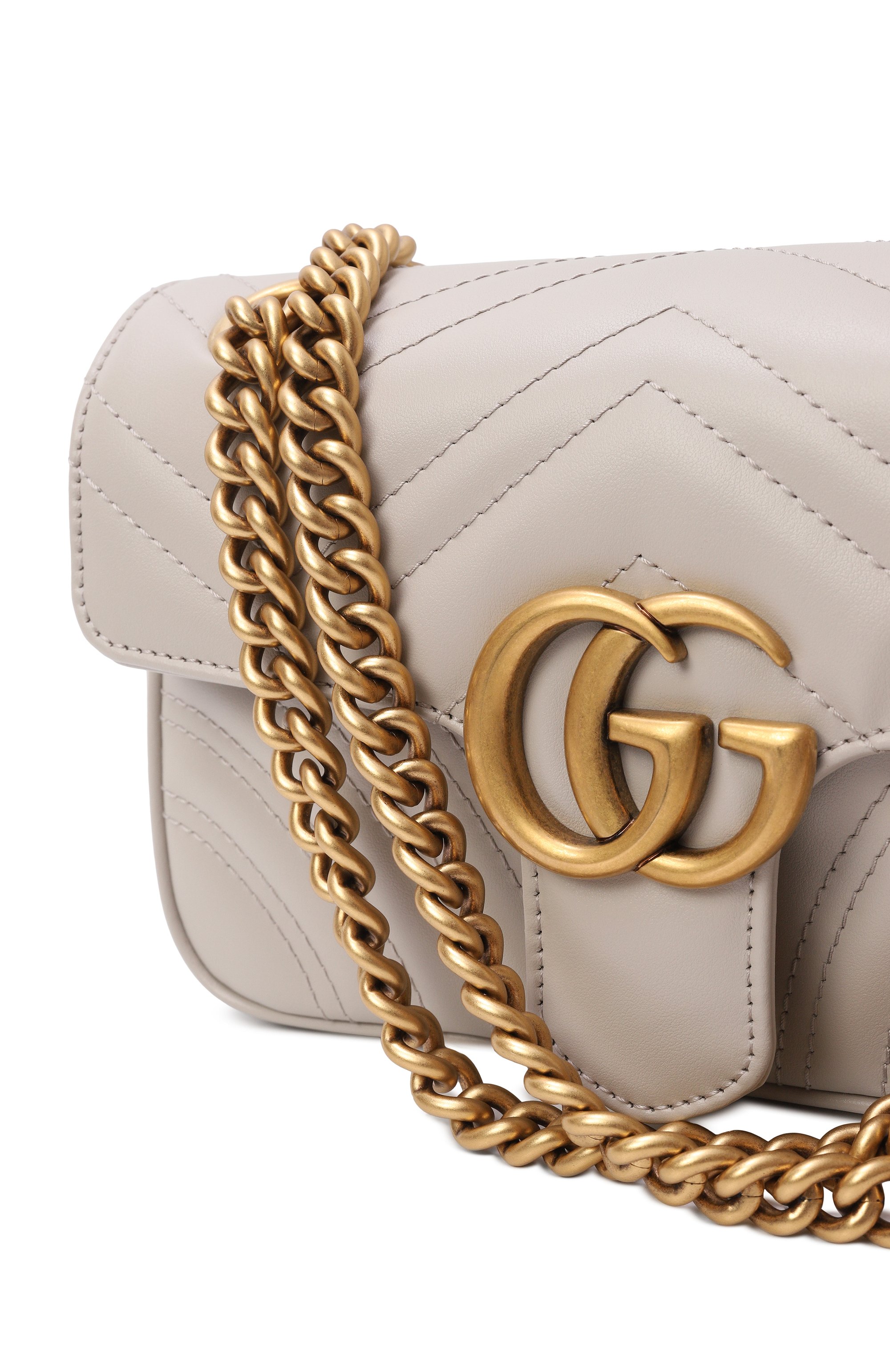 Сумка gg marmont small GUCCI светло-серого цвета по цене 399500 руб., арт. 446744/AABZC, фото 6 Сумка gg marmont small GUCCI, арт. 446744/AABZC, фото 6