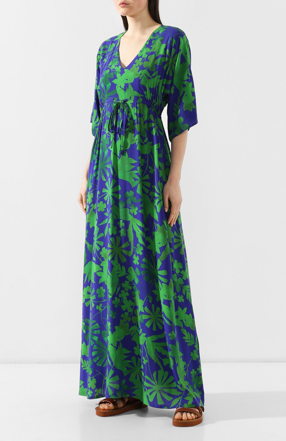 Платье с принтом PIETRO BRUNELLI зеленого цвета по цене 29100 руб., арт. AS1512/VI0058, фото 3 Платье с принтом PIETRO BRUNELLI, арт. AS1512/VI0058, фото 3