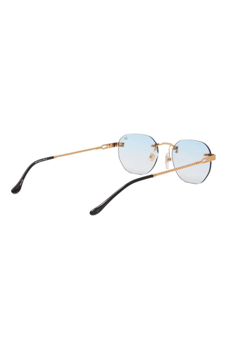 Женские солнцезащитные очки VINTAGE FRAMES голубого цвета, арт. DETR0IT PLAYER 24KT G0LD/SKY BLUE | Фото 4 (Нос: Не проставлено; Региональные ограничения белый список (Axapta Mercury): Не проставлено; Материал: Металл; Тип очков: С/з; Кросс-КТ: С/з-унисекс; Очки форма: Квадратные, Безоправные; Оптика Гендер: оптика-унисекс)