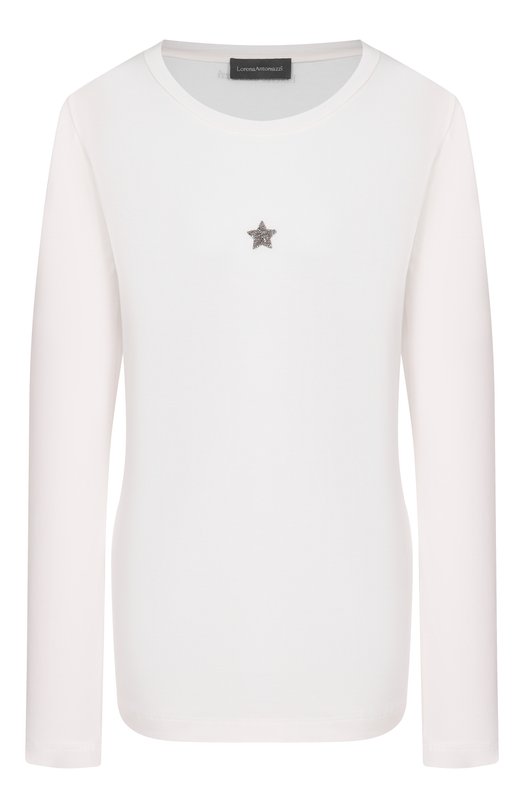Хлопковый лонгслив Lorena Antoniazzi TS10/9999 Белый TS10/9999