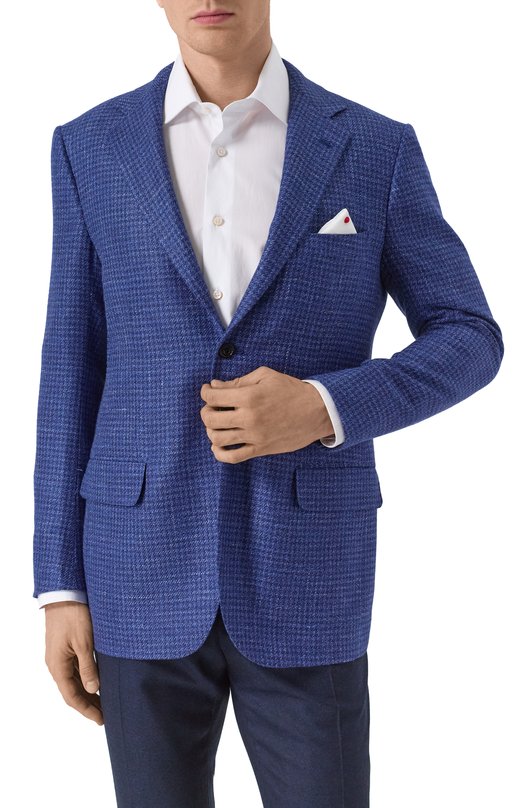 Пиджак из шерсти и кашемира Kiton UG81K0639E01 Синий  UG81K0639E01 Фото 4