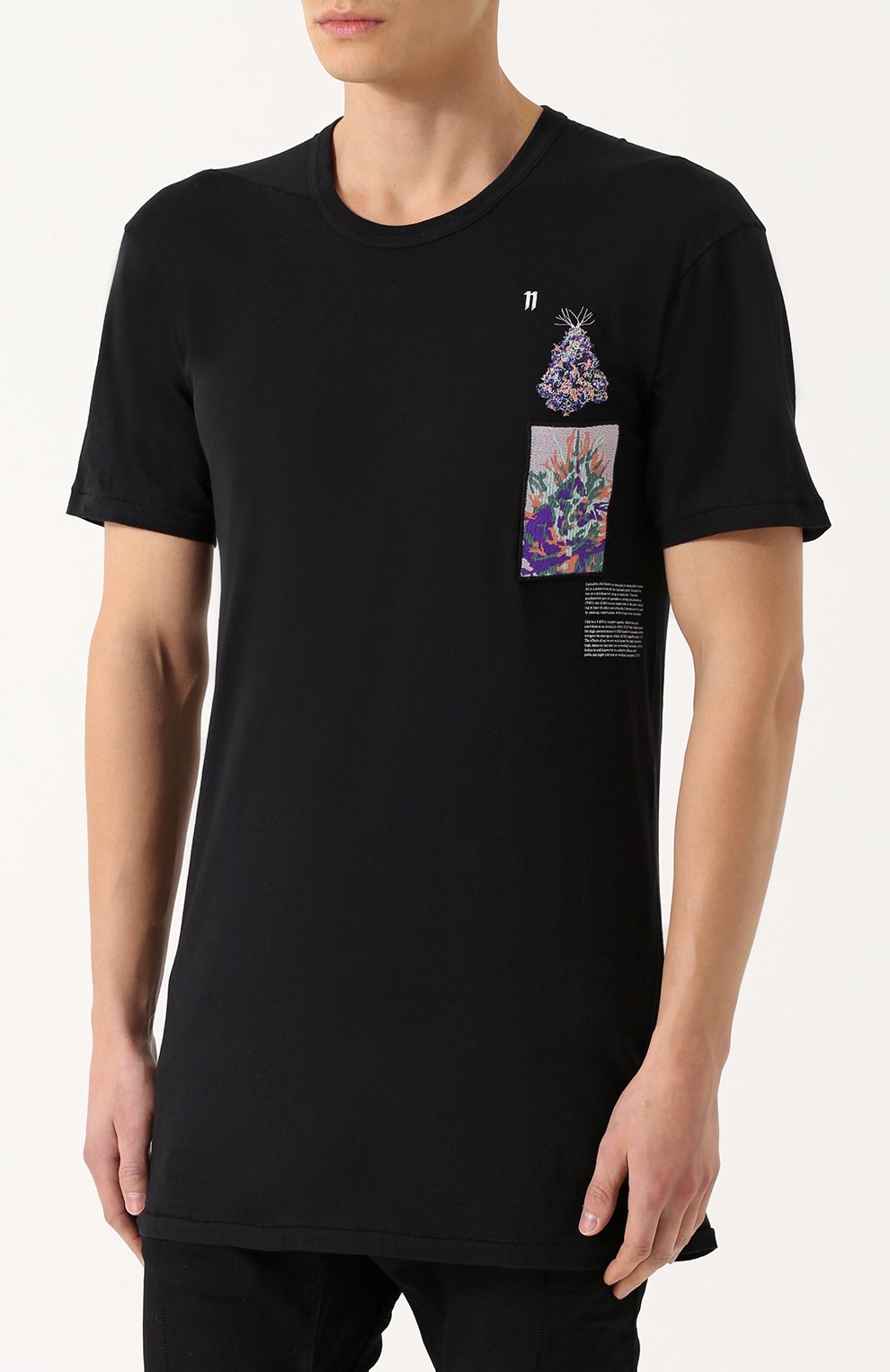 Удлиненная хлопковая футболка с вышивкой 11 BY BORIS BIDJAN SABERI, арт. TS3/F-1101/DRAG0N, фото 3
