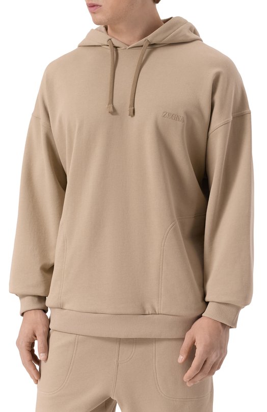 Хлопковое худи Zegna N6MH0/194 Бежевый  N6MH0/194 Фото 3