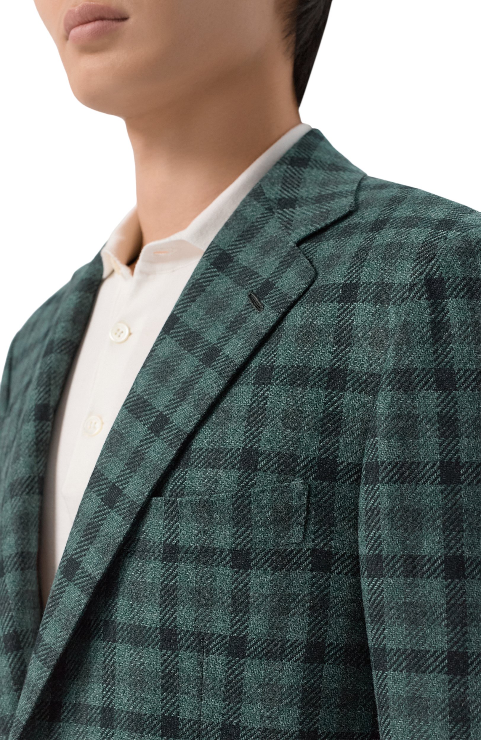Пиджак из кашемира и хлопка KITON зеленого цвета по цене 838000 руб., арт. UG81K0189I, фото 6 Пиджак из кашемира и хлопка KITON, арт. UG81K0189I, фото 6