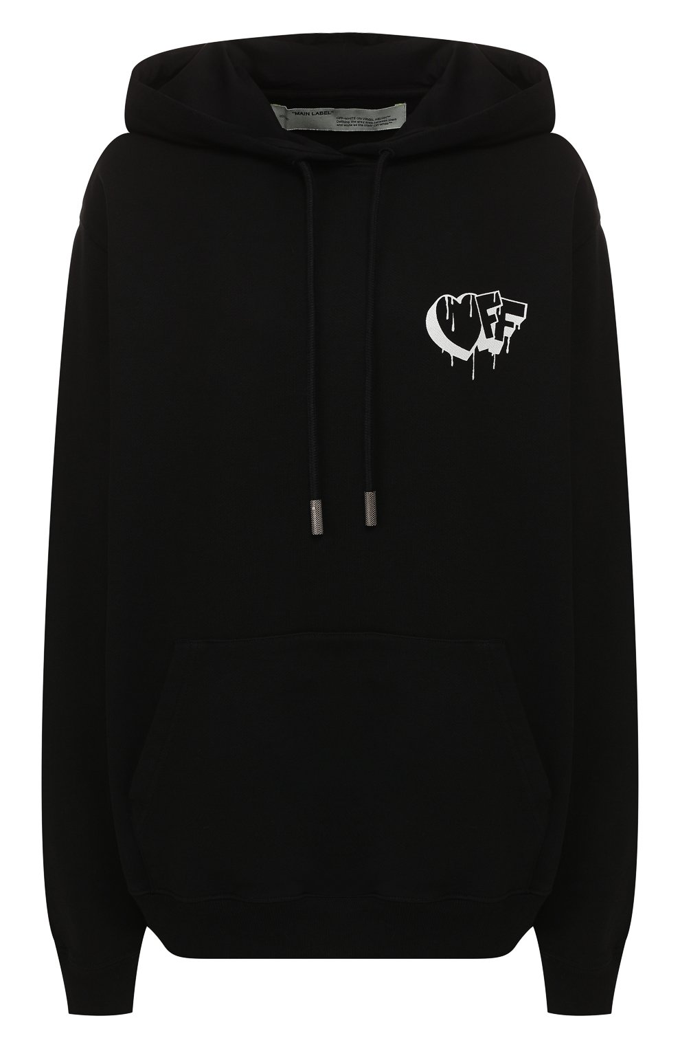 Хлопковое худи OFF-WHITE черного цвета по цене 32900 руб., арт. 0WBB035F190030661001, фото 1 Хлопковое худи OFF-WHITE, арт. 0WBB035F190030661001, фото 1