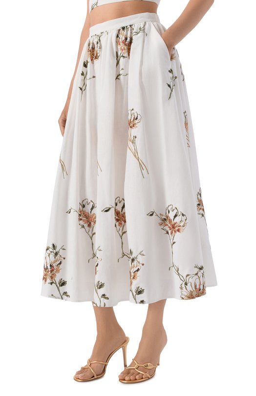 Юбка из хлопка и льна OLOLOL OLSK039/3406.BQ102 Белый  OLSK039/3406.BQ102 Фото 3