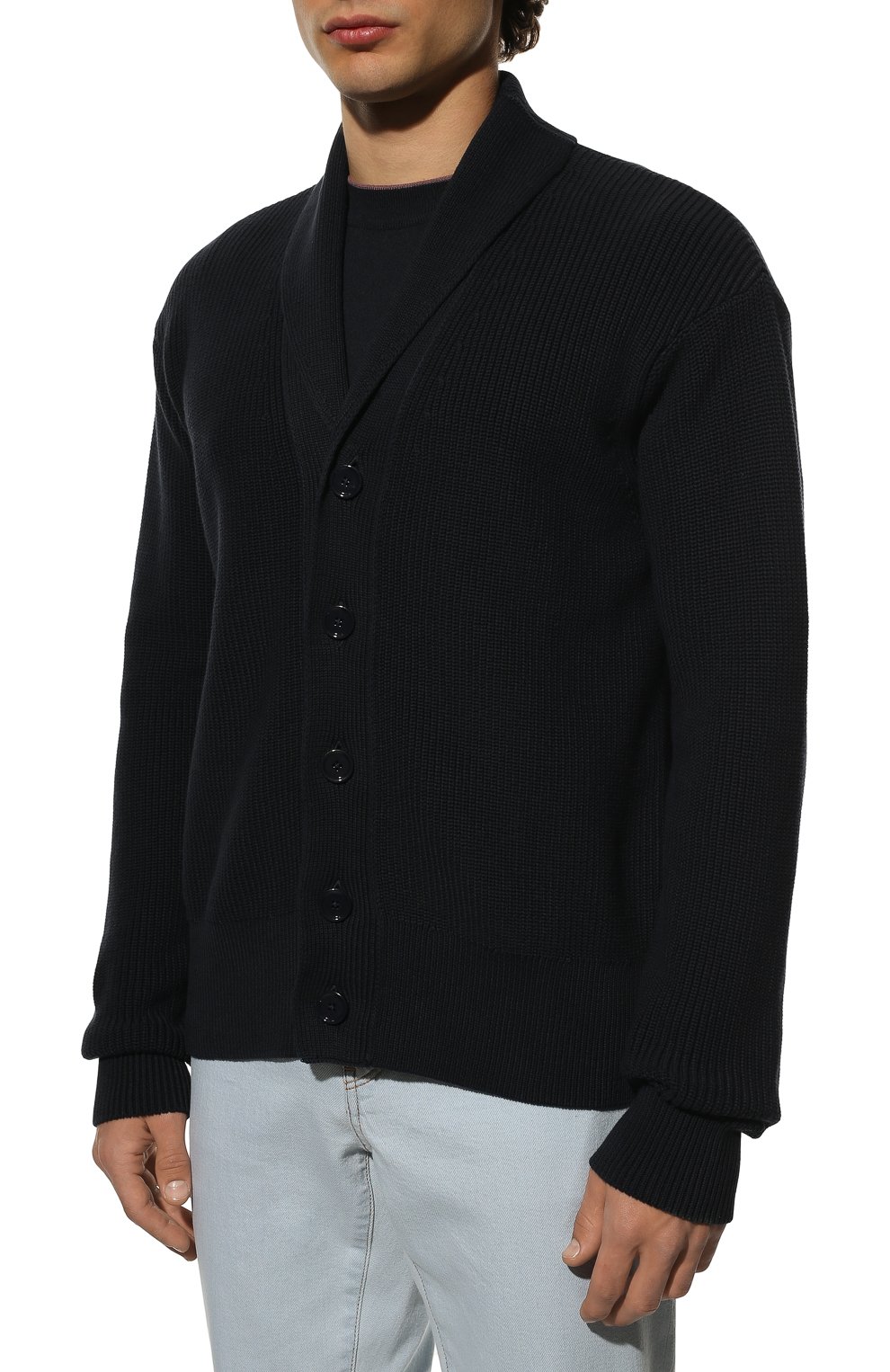 Кардиган из хлопка и кашемира BOSS темно-синего цвета по цене 24800 руб., арт. 50467955, фото 3 Кардиган из хлопка и кашемира BOSS, арт. 50467955, фото 3