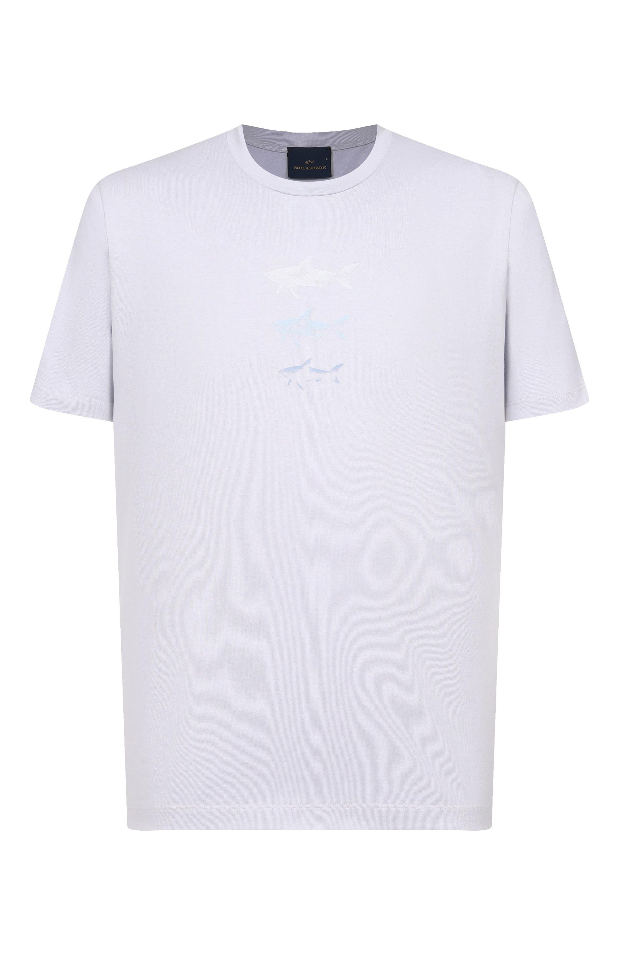 Хлопковая футболка PAUL&SHARK светло-голубого цвета по цене 31600 руб., арт. 26411048, фото 1 Хлопковая футболка PAUL&SHARK, арт. 26411048, фото 1
