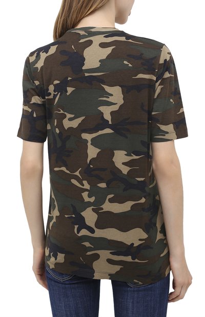 Футболка из вискозы DSQUARED2 хаки цвета по цене 23500 руб., арт. S80GC0008/S23723, фото 4 Футболка из вискозы DSQUARED2, арт. S80GC0008/S23723, фото 4
