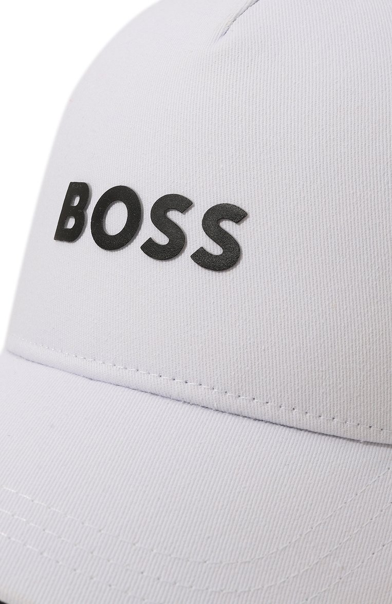 Детская хлопковая бейсболка BOSS белого цвета, арт. J50946 | Фото 3 (Материал: Текстиль, Хлопок; Нос: Не проставлено; Автоматизация состава: Проставлено)