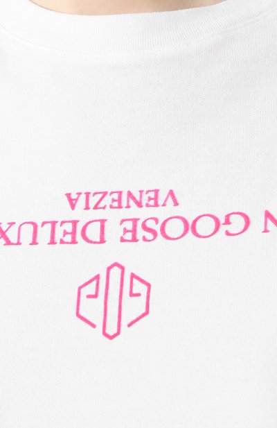 Хлопковая футболка GOLDEN GOOSE DELUXE BRAND белого цвета по цене 11900 руб., арт. G34WP024.A3, фото 5 Хлопковая футболка GOLDEN GOOSE DELUXE BRAND, арт. G34WP024.A3, фото 5