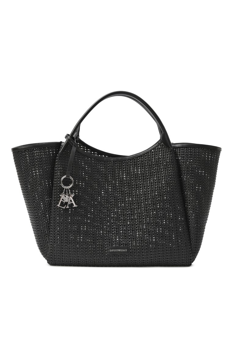 Женская сумка-тоут EMPORIO ARMANI черного цвета, арт. EW001008/AF14309 | Фото 1 (Автоматизация ТО: Проставлено; Материал: Экокожа; Размер: large; Автоматизация состава: Проставлено)