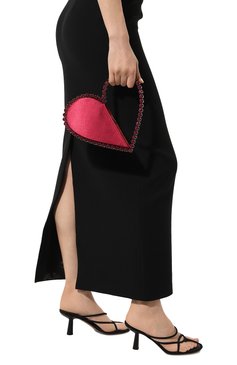 Женский клатч love L'ALINGI фуксия цвета, арт. L0VE CLUTCH/SATIN | Фото 2 (Женское Кросс-КТ: Вечерняя сумка, Клатч-клатчи; Материал сплава: Проставлено; Материал: Текстиль; Драгоценны�е камни: Проставлено; Размер: small)