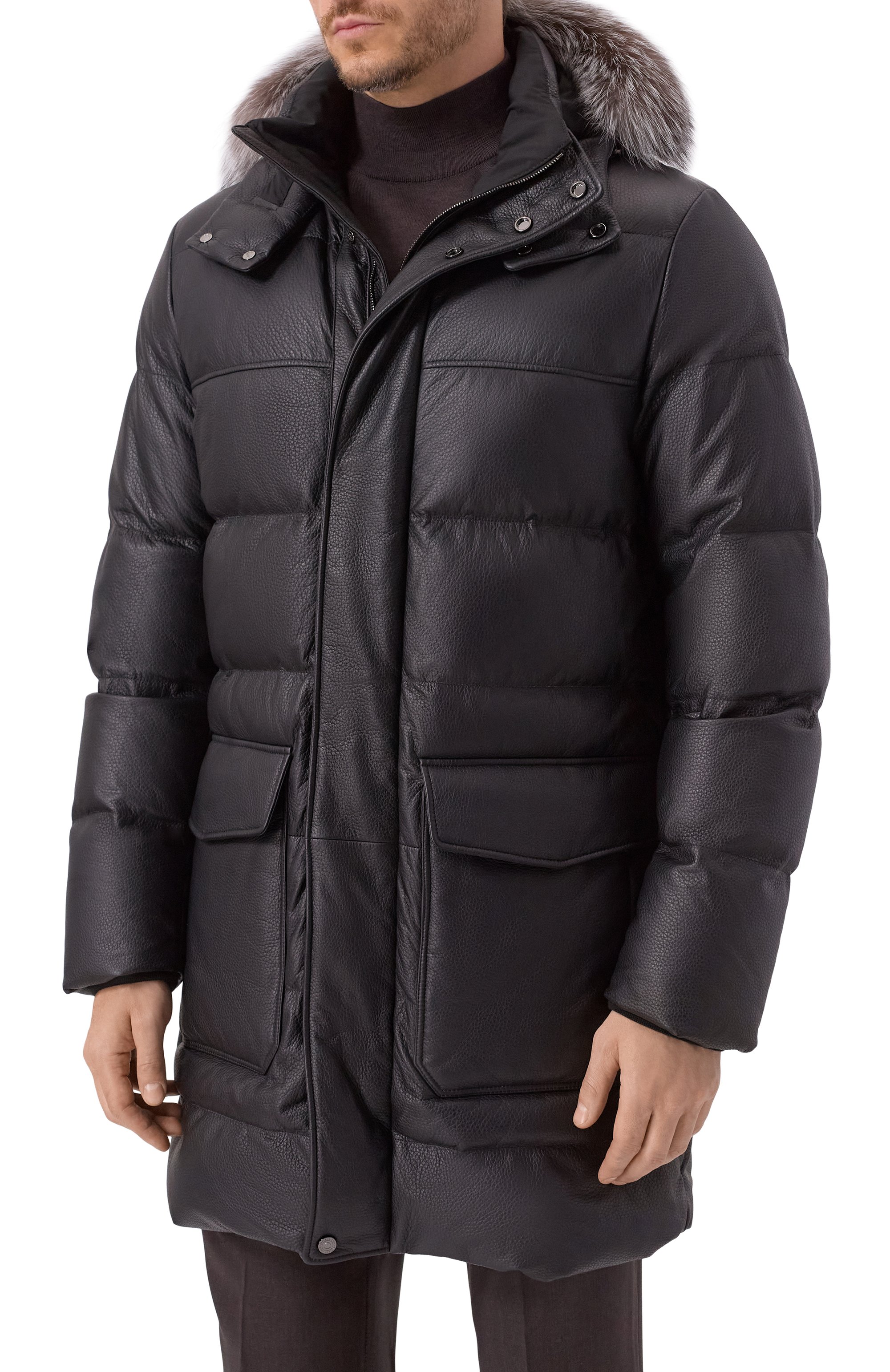 Кожаный пуховик с отделкой из песца STEFANO RICCI, арт. MDJ5300430/5901, фото 3