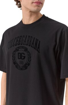 Мужская хлопковая футболка DOLCE & GABBANA черного цвета, арт. G8SH7T/G702E | Фото 5 (Длина (для топов): Стандартные; Рукава: Короткие; Принт: С принтом; Стили: Кэжуэл; Материал внешний: Хлопок; Кросс-КТ: Джерси; Мужское Кросс-КТ: Футболка-одежда)