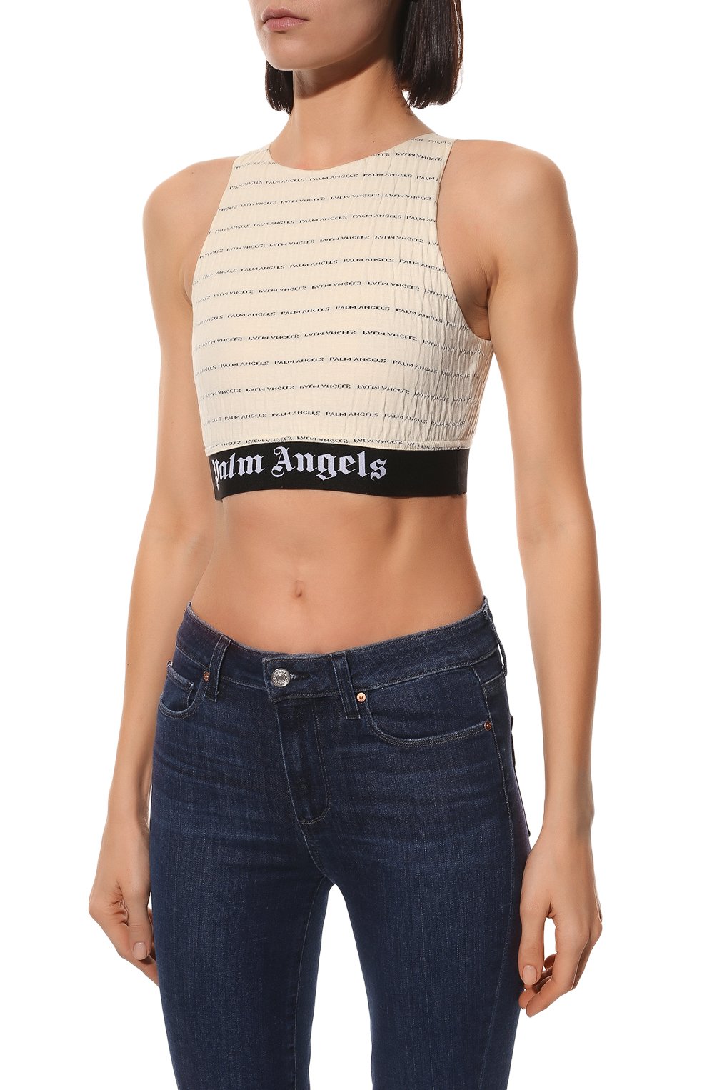 Хлопковый бра-топ PALM ANGELS, арт. PWV0012S22FAB0010310, фото 3