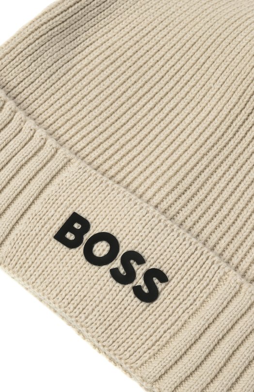 Шапка из хлопка и шерсти BOSS 50499423 Кремовый  50499423 Фото 3