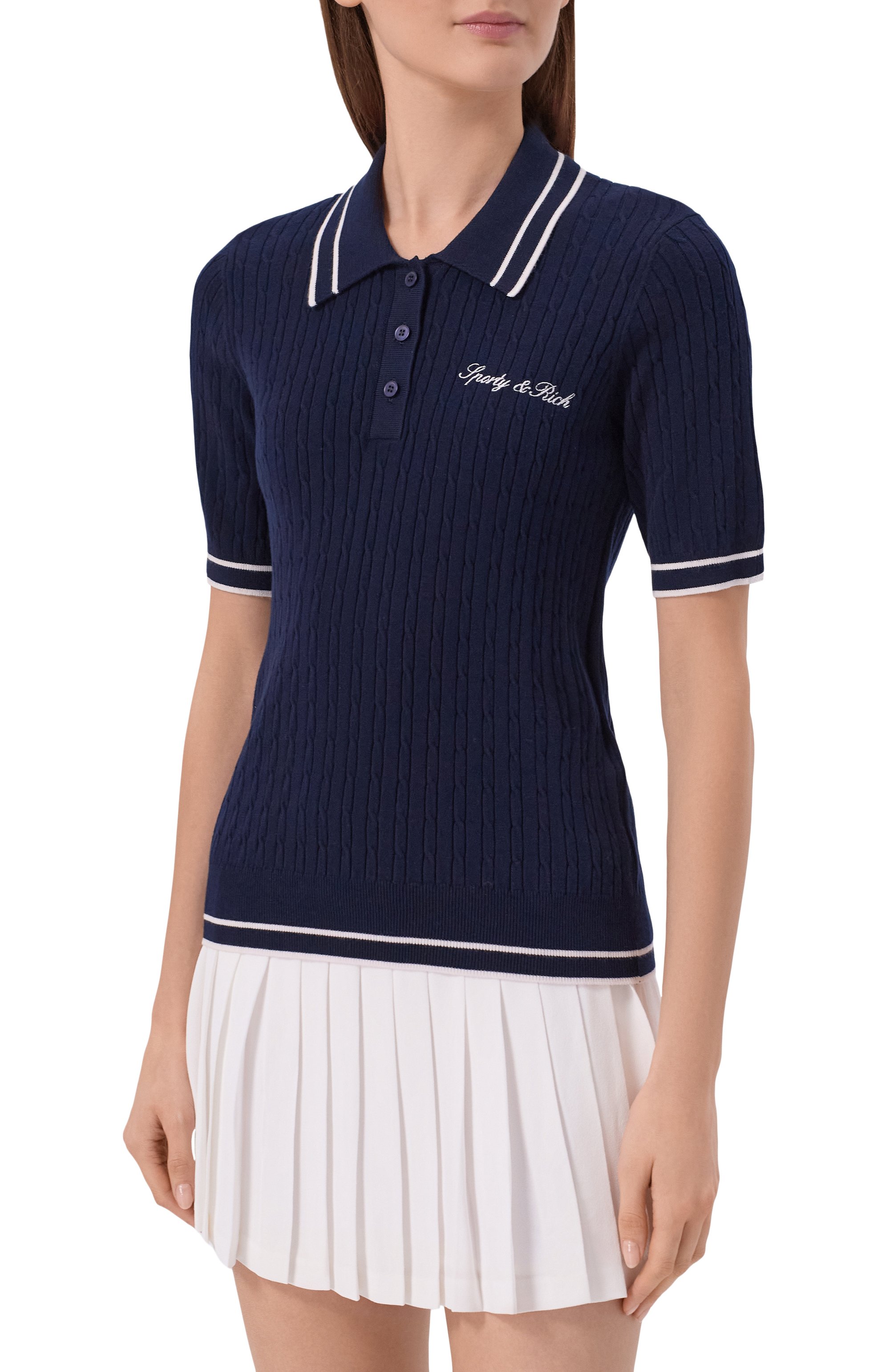Поло из вискозы SPORTY AND RICH, арт. T006875326BL107, фото 3