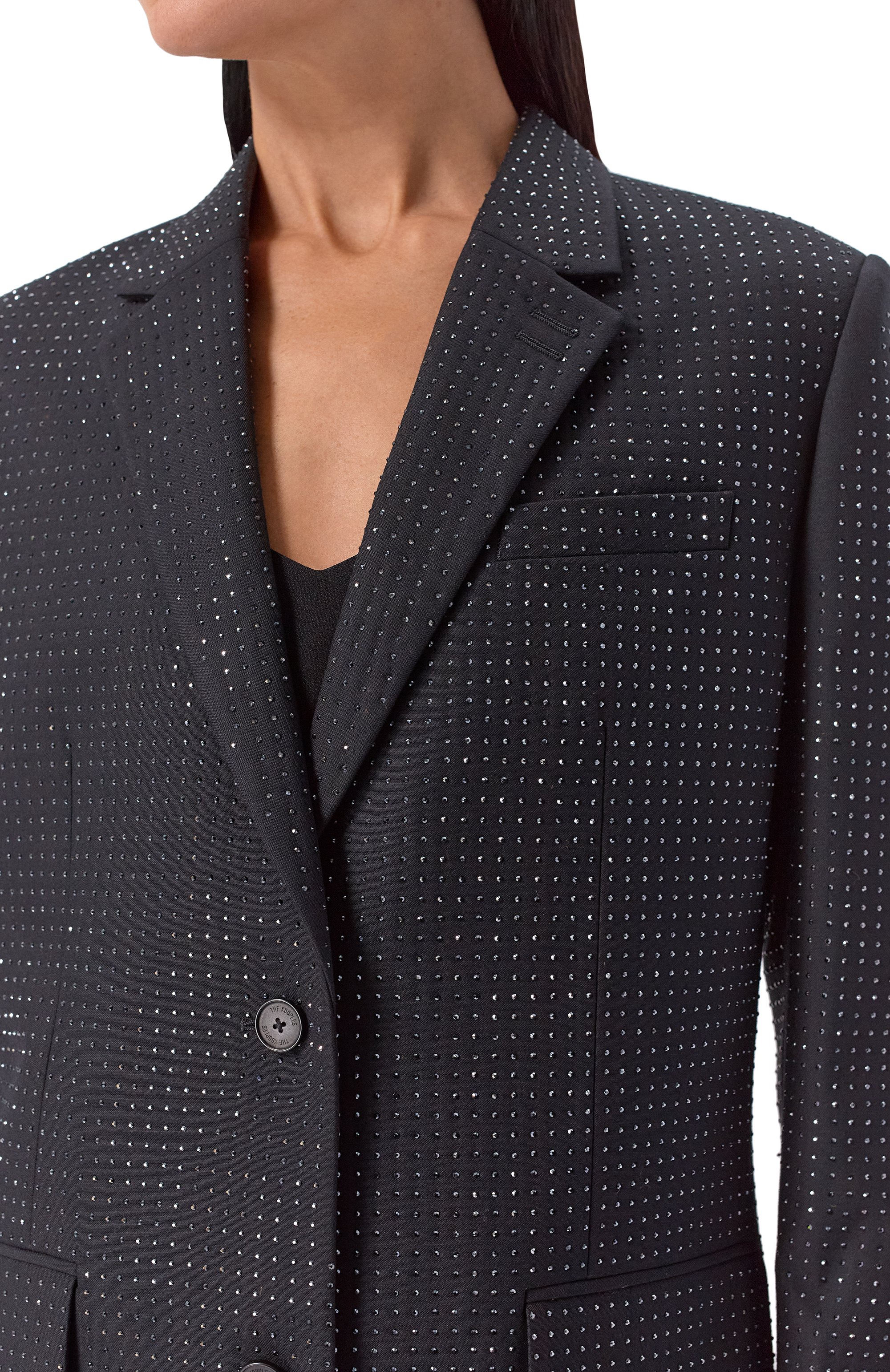 Жакет с отделкой стразами THE KOOPLES черного цвета по цене 66100 руб., арт. FVES31061K, фото 5 Жакет с отделкой стразами THE KOOPLES, арт. FVES31061K, фото 5