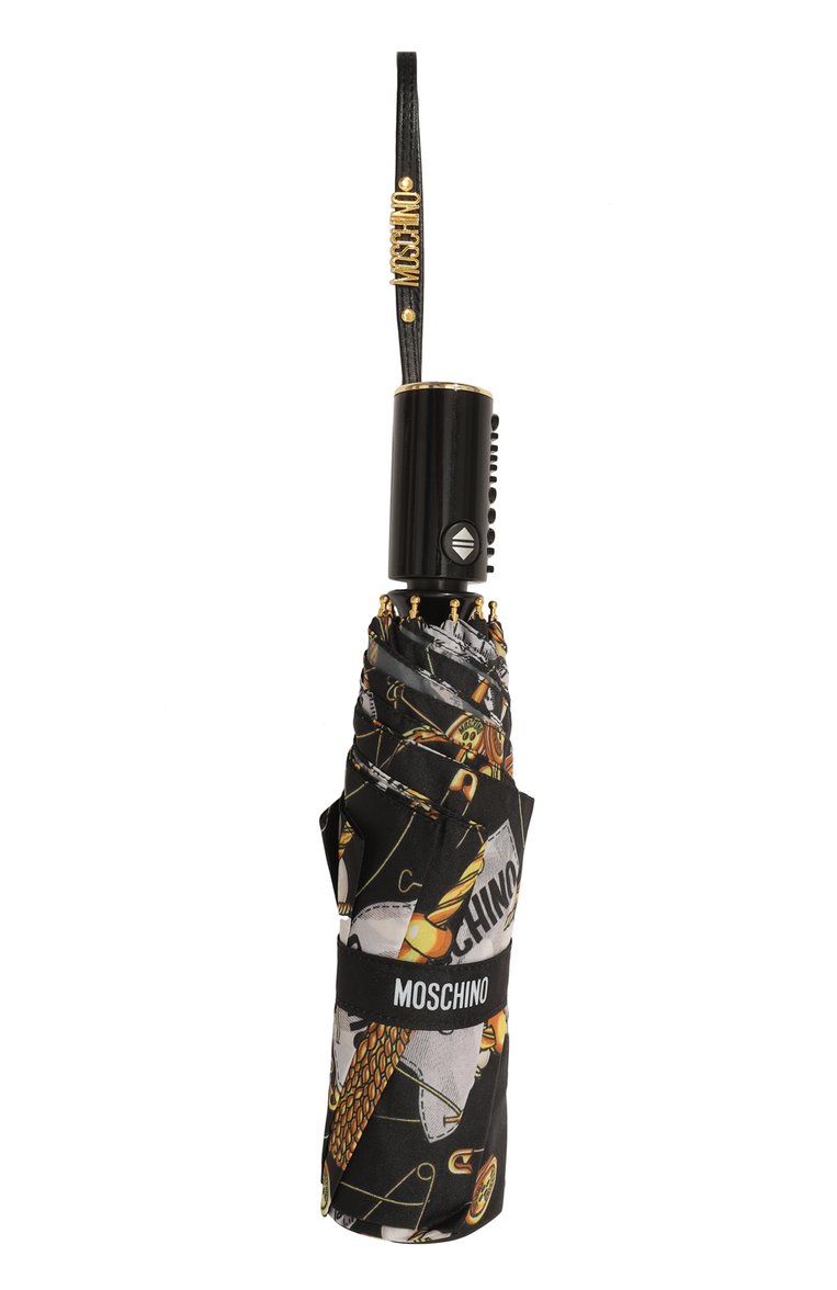 Женский складной зонт MOSCHINO черного цвета, арт. 8839-0PENCL0SEA | Фото 4 (Материал: Металл, Синтетический материал, Текстиль; Нос: Не проставлено)