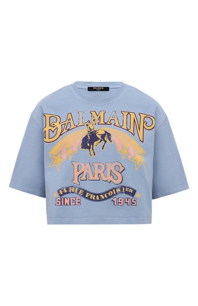 Женская хлопковая футболка BALMAIN, арт. CF1EE020/GD31
