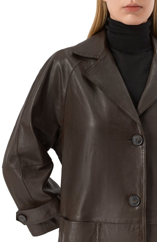 Кожаная куртка Weekend Max Mara PETRA Коричневый  PETRA Фото 5