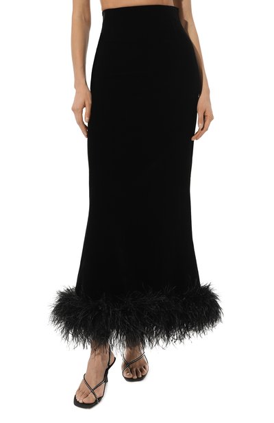Бархатная юбка с отделкой перьями ALINE, арт. AL141202, фото 3