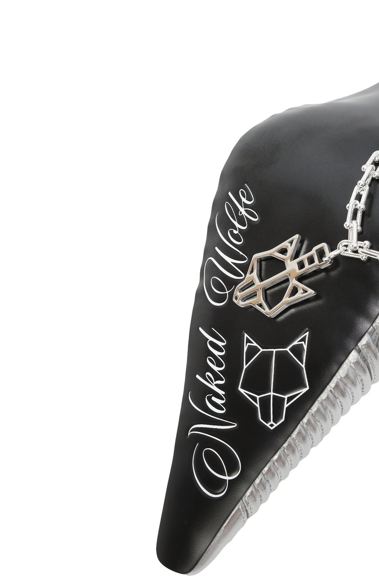 Женские кожаные мюли chromed NAKED WOLFE серебряного цвета, арт. CHR0MED/LEATHER | Фото 7 (Автоматизация состава: Проставлено; Подошва: Плоская; Автоматизация ТО: Проставлено; Материал внешний: Натуральная кожа; Каблук высота: Высокий; Материал внутренний: Текстиль; Каблук тип: Шпилька)