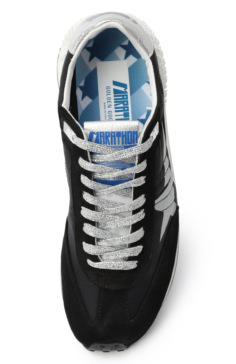 Женские комбинированные кроссовки marathon GOLDEN GOOSE DELUXE BRAND черного цвета, арт. GWF00684.F005675 | Фото 6 (Подошва: Платформа; Материал внутренний: Натуральная кожа; Материал внешний: Текстиль, Натуральная кожа; Кросс-КТ: Низкие; Материал утеплителя: Без утеплителя; Стили: Кэжуэл; Автоматизация состава: Проставлено; Автоматизация ТО: Проставлено)
