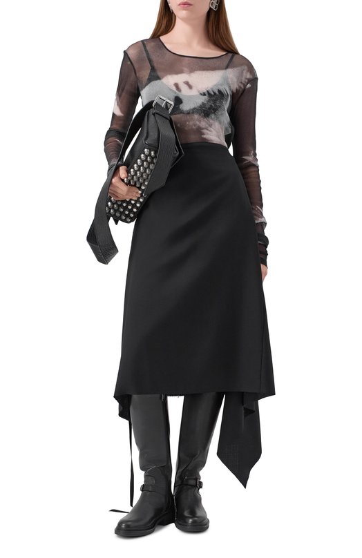 Шерстяная юбка Ann Demeulemeester B0012264/FA646 Чёрный  B0012264/FA646 Фото 2