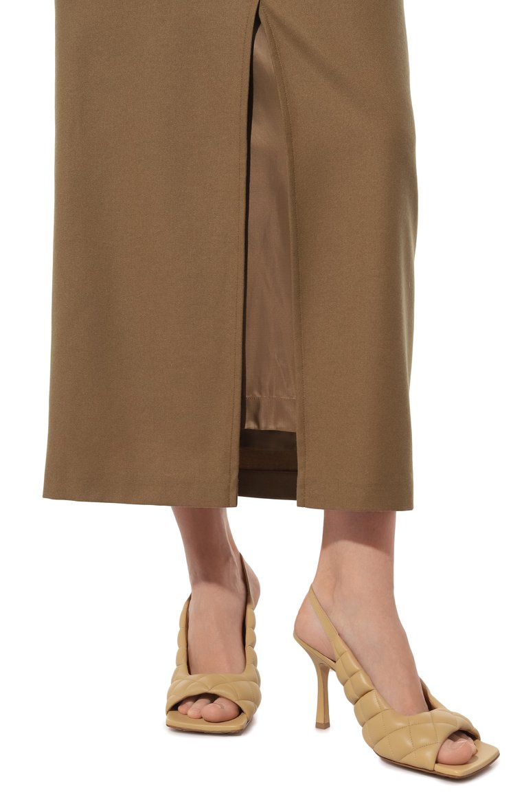 Женские кожаные босоножки padded BOTTEGA VENETA бежевого цвета, арт. 729765/VBRR0 | Фото 3 (Материал внутренний: Натуральная кожа; Каблук высота: Высокий; Подошва: Плоская; Каблук тип: Шпилька; Материал внешний: Натуральная кожа)