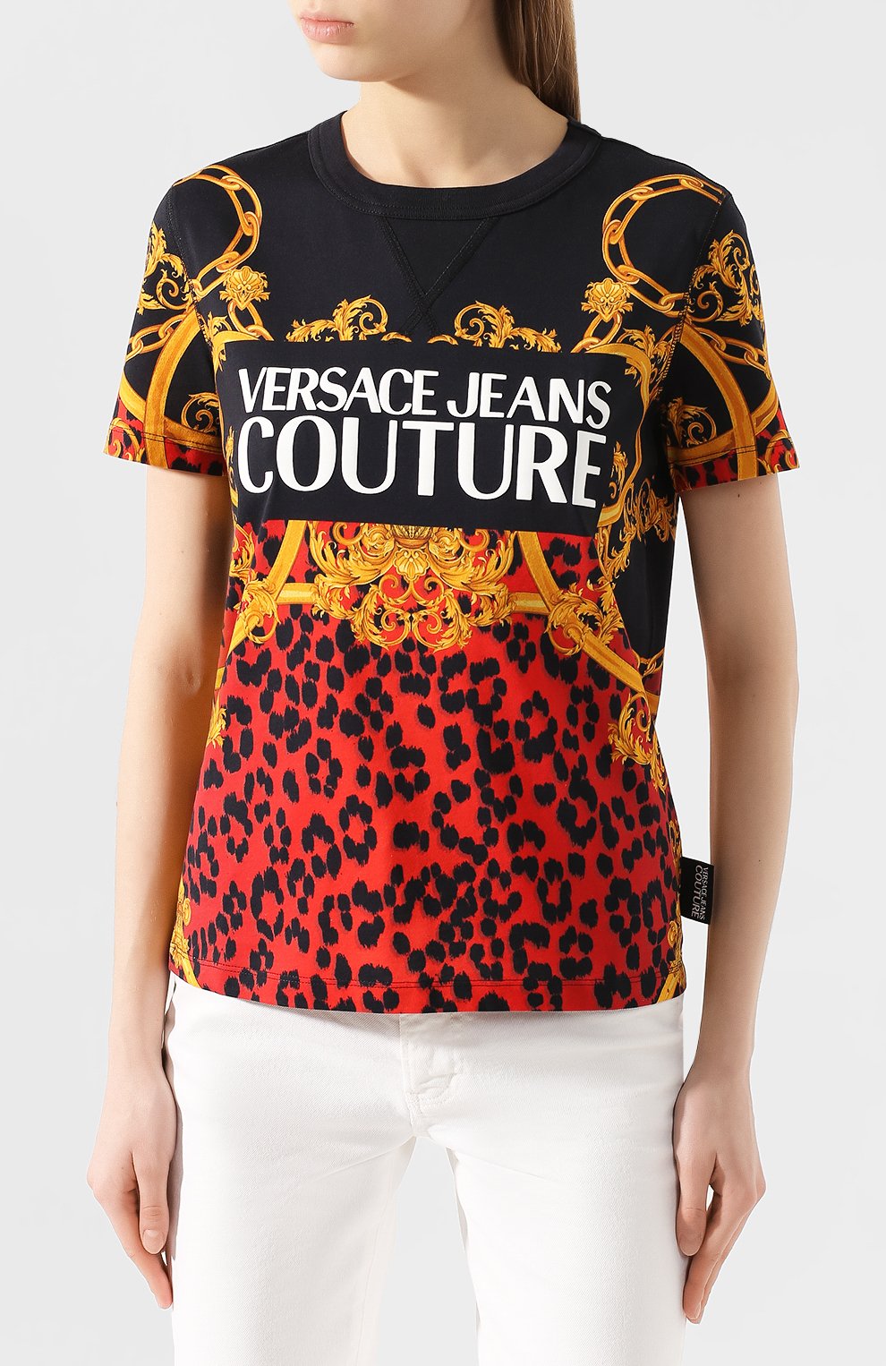 Хлопковая футболка VERSACE JEANS COUTURE разноцветного цвета по цене 16950 руб., арт. B2HVA7M1-VDP613 2/30288, фото 3 Хлопковая футболка VERSACE JEANS COUTURE, арт. B2HVA7M1-VDP613 2/30288, фото 3