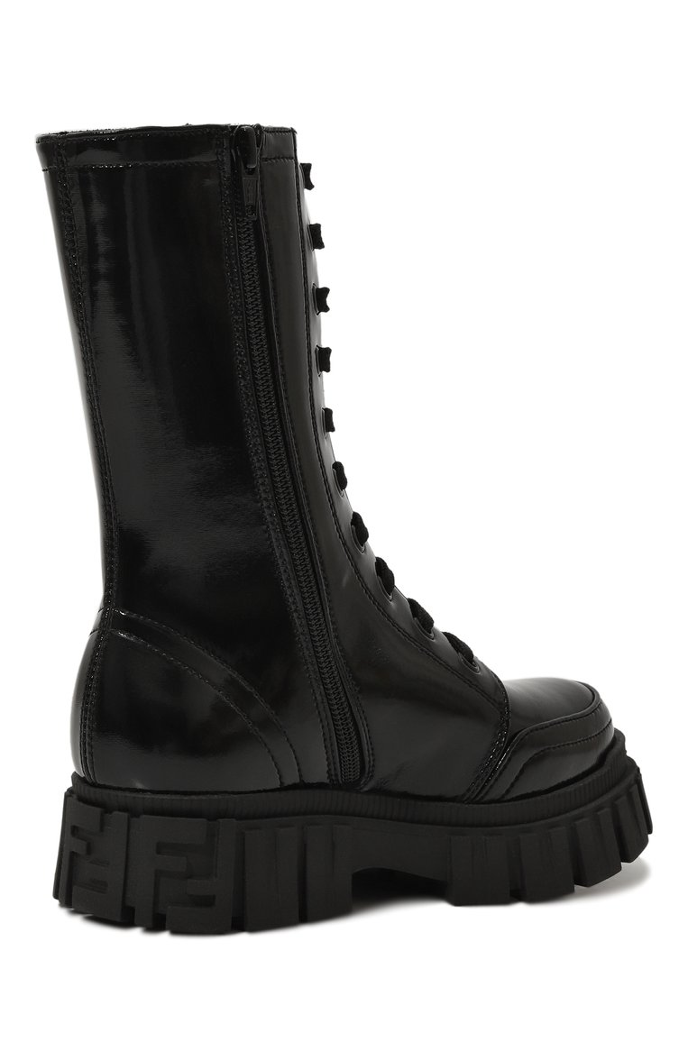 Детские ботинки FENDI черного цвета, арт. JFR370/A8T9/32-39 | Фото 3 (Материал внешний: Текстиль; Материал внутренний: Натуральная кожа; Материал сплава: Проставлено; Нос: Не проставлено)