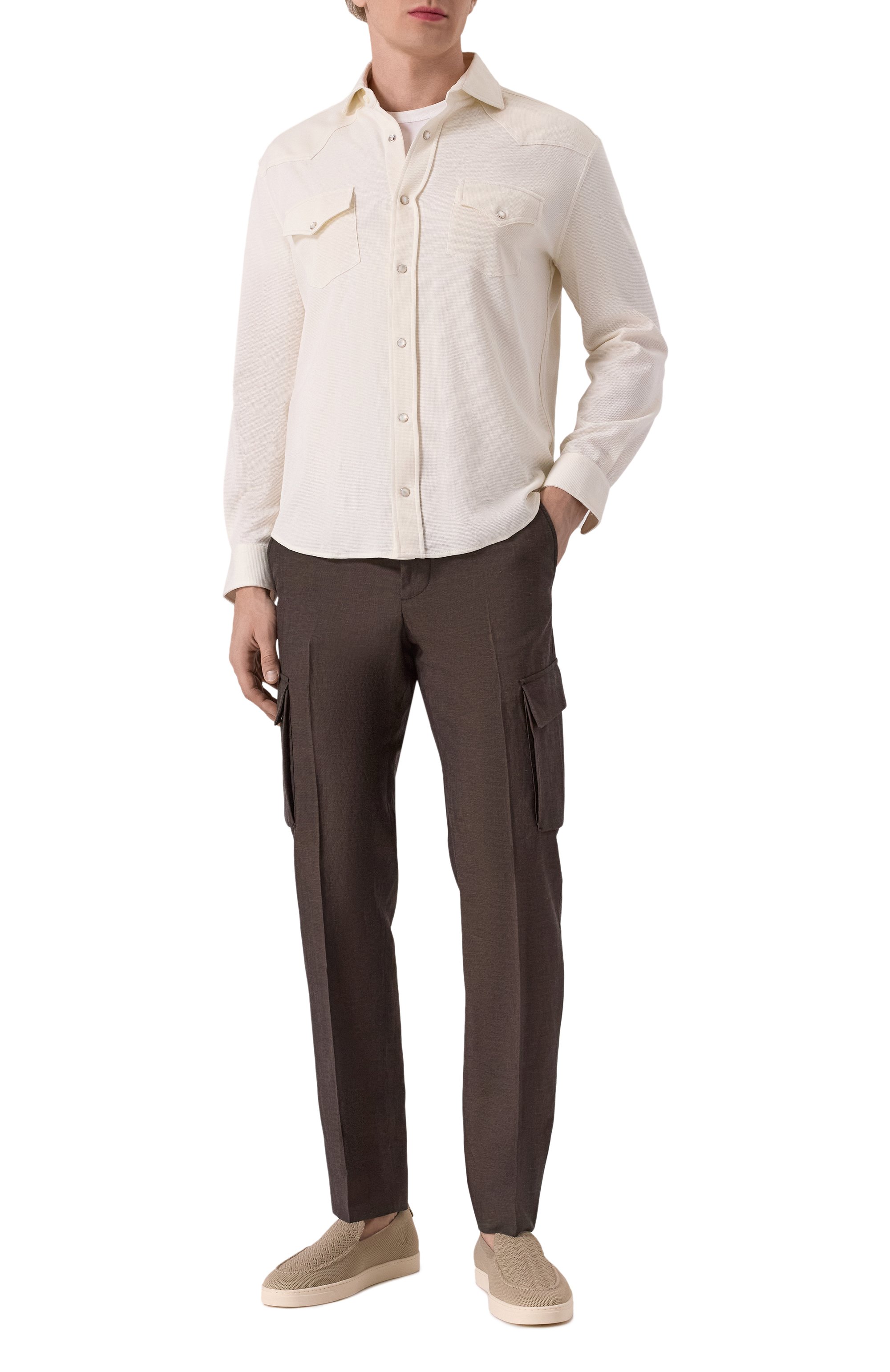 Рубашка из хлопка и шелка BRUNELLO CUCINELLI, арт. MW8666666, фото 2