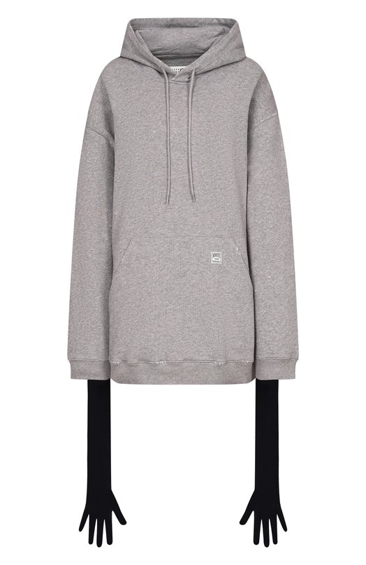 Хлопковое худи MM6 S52DA0083/M25025 Серый S52DA0083/M25025