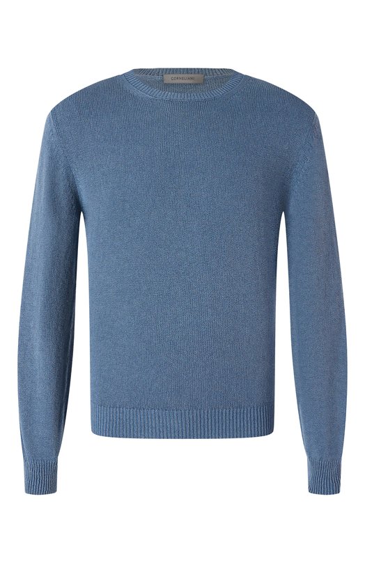 Джемпер из хлопка и кашемира Corneliani 25M598-2525176 Голубой 25M598-2525176