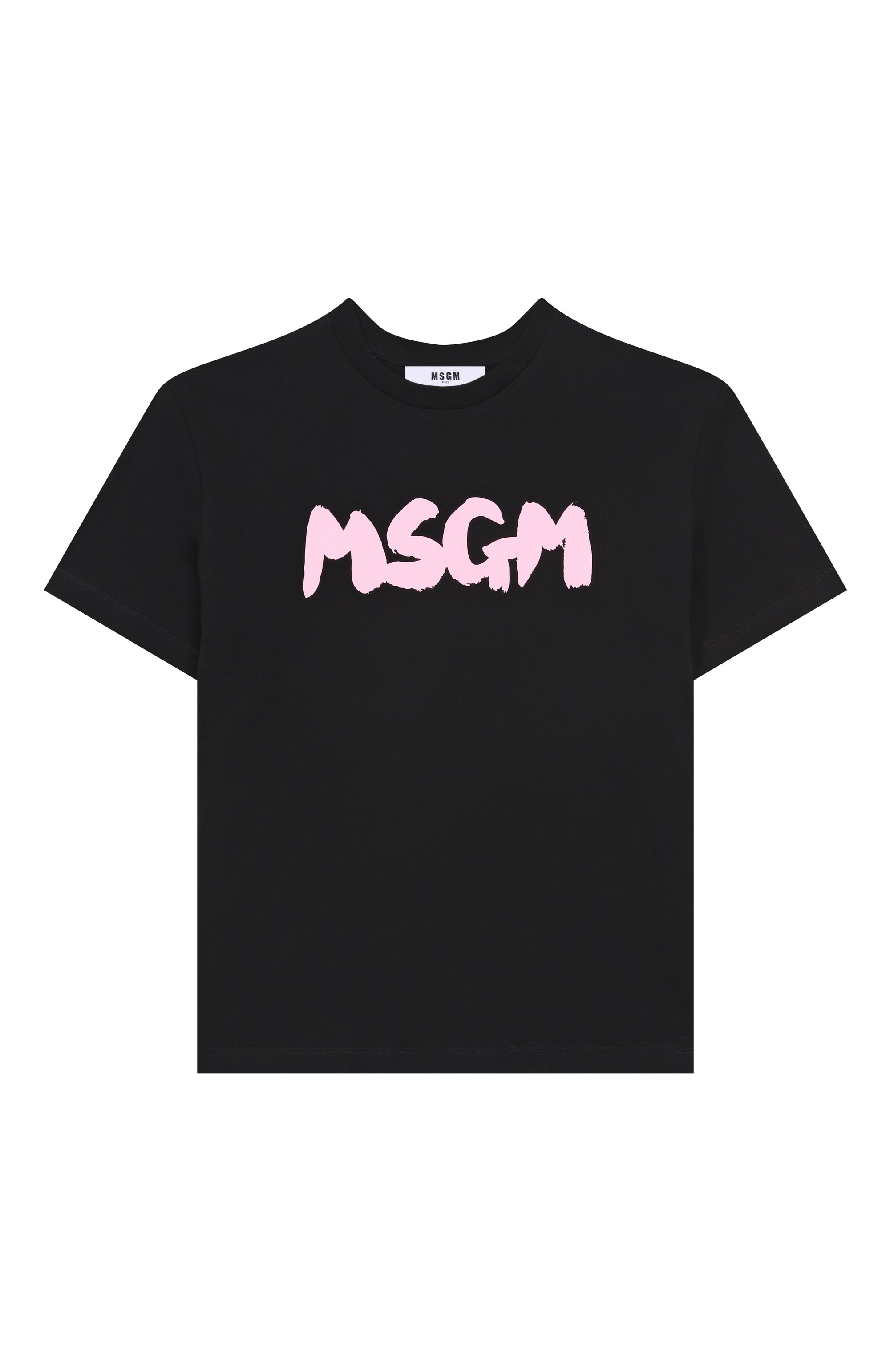 Хлопковая футболка MSGM KIDS черного цвета по цене 5875 руб., арт. S5MSJUTH065, фото 1 Хлопковая футболка MSGM KIDS, арт. S5MSJUTH065, фото 1