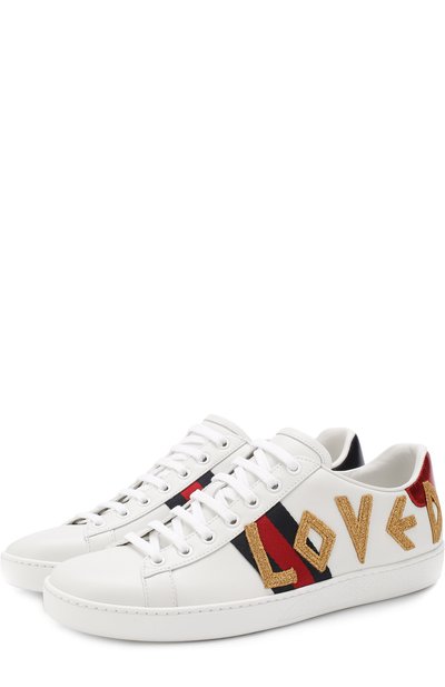 Кожаные кеды new ace с аппликацией GUCCI, арт. 505328/D0PE0, фото 1