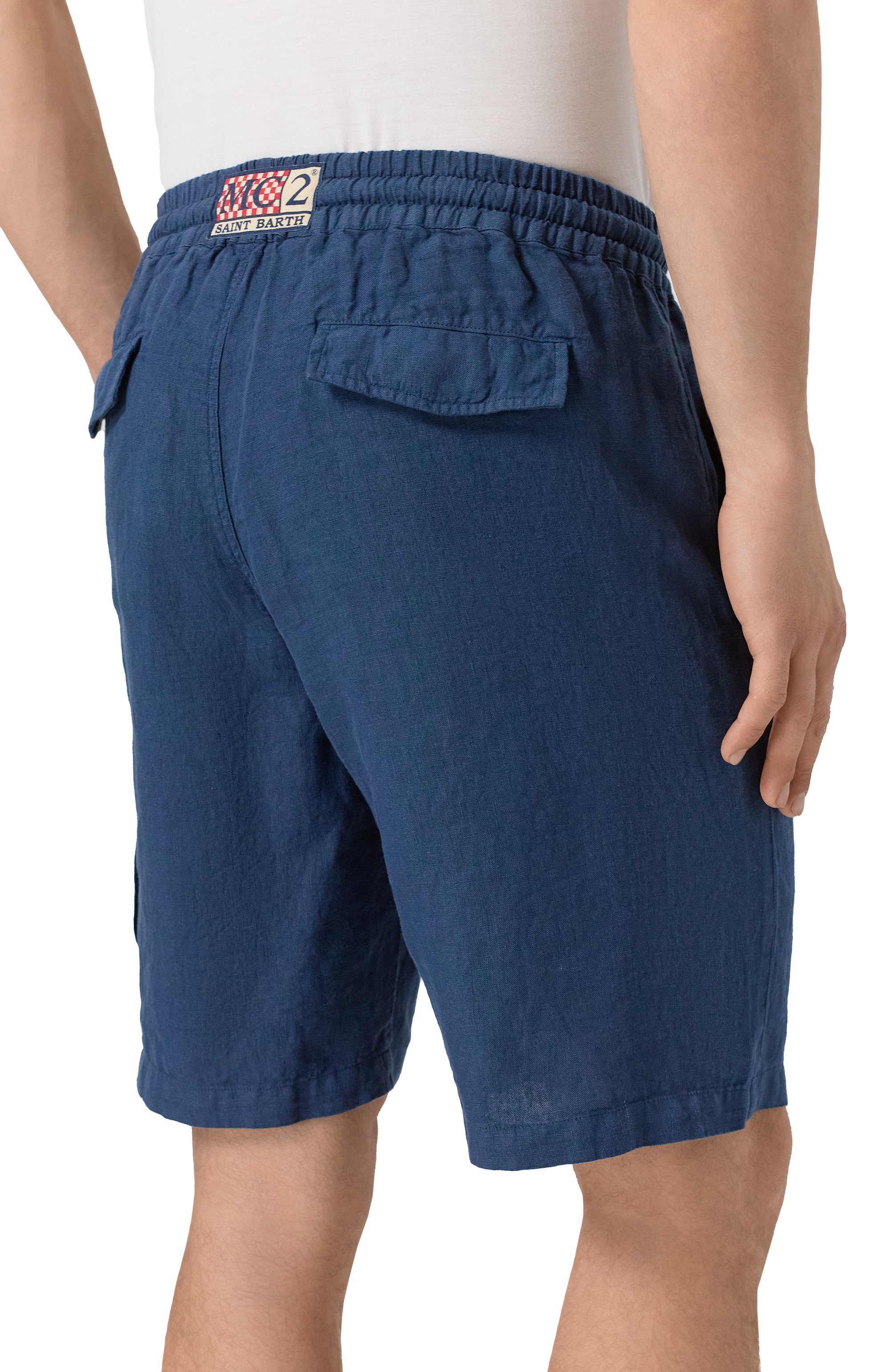 Льняные шорты MC2 SAINT BARTH темно-синего цвета по цене 19950 руб., арт. STBM MARSEILLE/00338H, фото 4 Льняные шорты MC2 SAINT BARTH, арт. STBM MARSEILLE/00338H, фото 4