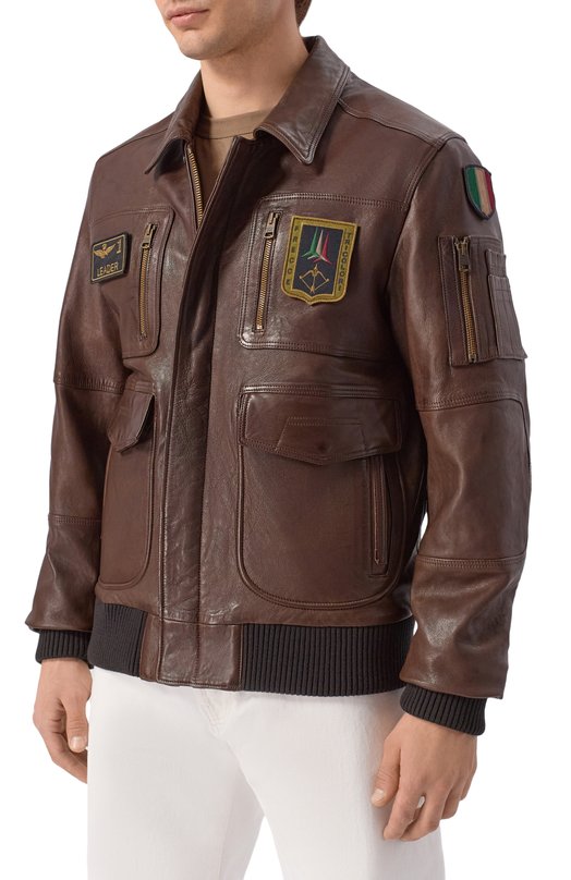 Кожаный бомбер Aeronautica Militare PN5058U100839 Коричневый  PN5058U100839 Фото 3