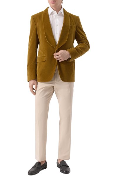 Бархатный пиджак DOLCE & GABBANA желтого цвета по цене 323000 руб., арт. G2U06T/FUWCU, фото 2 Бархатный пиджак DOLCE & GABBANA, арт. G2U06T/FUWCU, фото 2